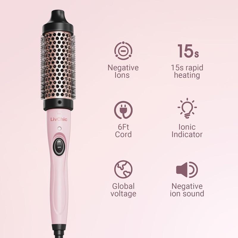 Thermal Brush 1 1 2 Inch Heated Round Brush Blowout look Ceramic Tourmaline Ionic Curling Iron Volumizing Hot Brush Hair Root Volume & Loose Curls Dual Voltage wavy thermal brush Smooth Flawless Smoothing Comfort