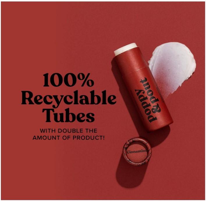 Poppy & Pout Cinnamint Jumbo Lip Balm | All Natural Lip Balms & Moisturizers | Hydrates with Beeswax, Vitamin E, Organic Coconut Oil | Cruelty-Free | Lip Balm in Recyclable Cardboard Tube