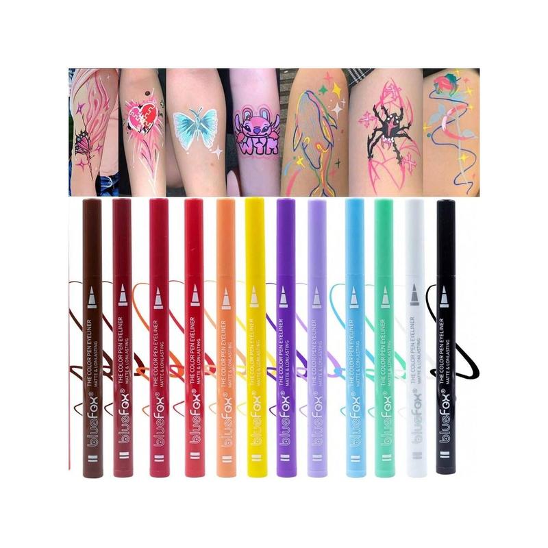 12 Pcs Colorful Eyeliner Set - Smudge-Proof, Waterproof Liquid Eyeliner | Long-Wearing Neon Makeup Eyeliner, Highly Pigmented Pencil Gift Kit for Thanksgiving & Christmas Long Lasting Lipliner Smooth Storage Cosmetic