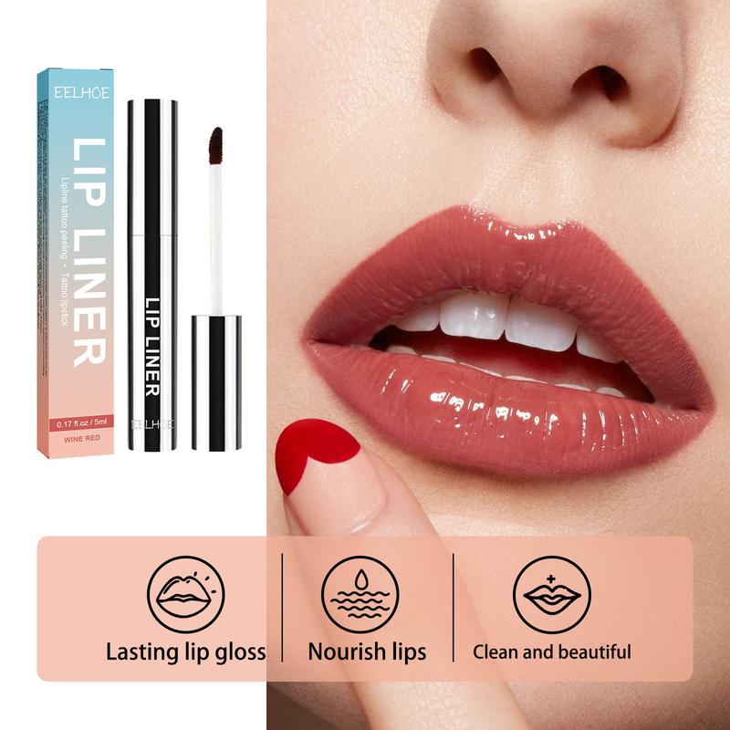 EELHOE Peel-Off Lip Liner Outlines The Lip Shape And Shows The Lip Color Waterproof And Non-Smudged Lip Brush Eyeliner Lipliner