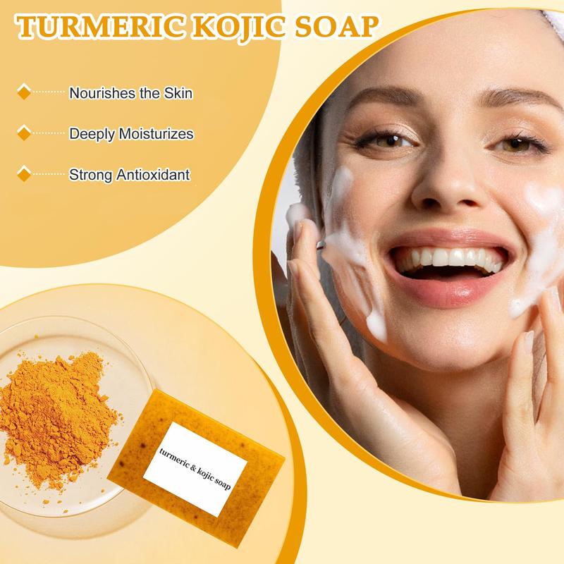 3PCS Lemon Turmeric Kojic Acid Soap Lemon Kojic Acid Soap Bar Turmeric Soap Bar Kojic Acid Soap for Face turmeric  soap