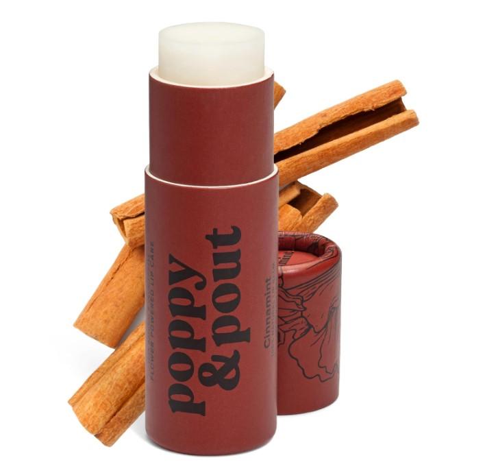 Poppy & Pout Cinnamint Jumbo Lip Balm | All Natural Lip Balms & Moisturizers | Hydrates with Beeswax, Vitamin E, Organic Coconut Oil | Cruelty-Free | Lip Balm in Recyclable Cardboard Tube