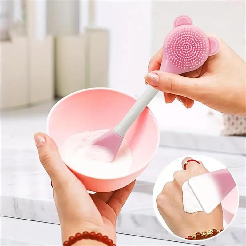 Facial Cleansing Tool Set, 7 Counts set Portable Skin Care Tool Set, Including Soft Headband & Wristband & Silicone Exfoliating Brush & Wash Bag, Christmas Gift