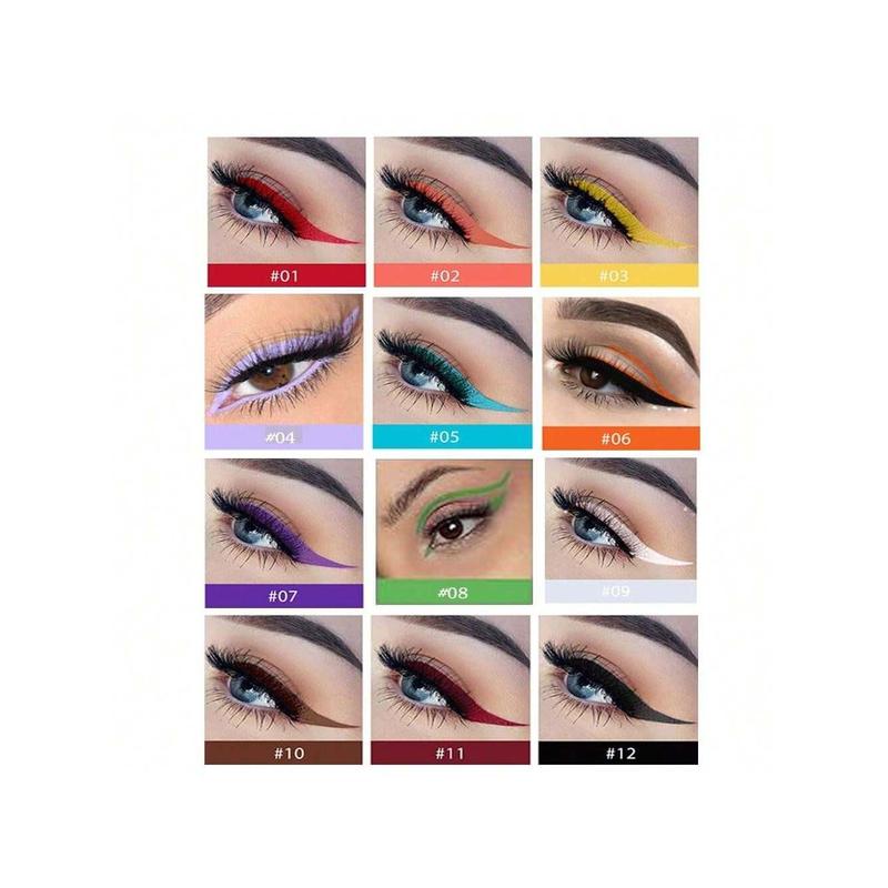 12 Pcs Colorful Eyeliner Set - Smudge-Proof, Waterproof Liquid Eyeliner | Long-Wearing Neon Makeup Eyeliner, Highly Pigmented Pencil Gift Kit for Thanksgiving & Christmas Long Lasting Lipliner Smooth Storage Cosmetic