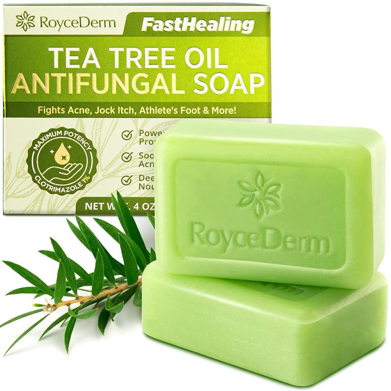 Roycederm Tea Tree Soap: Antifungal Antibacterial Treatment for Face & Body Acne, Athlete's Foot, Tinea, Folliculitis, Ringworm, and Jock Itch