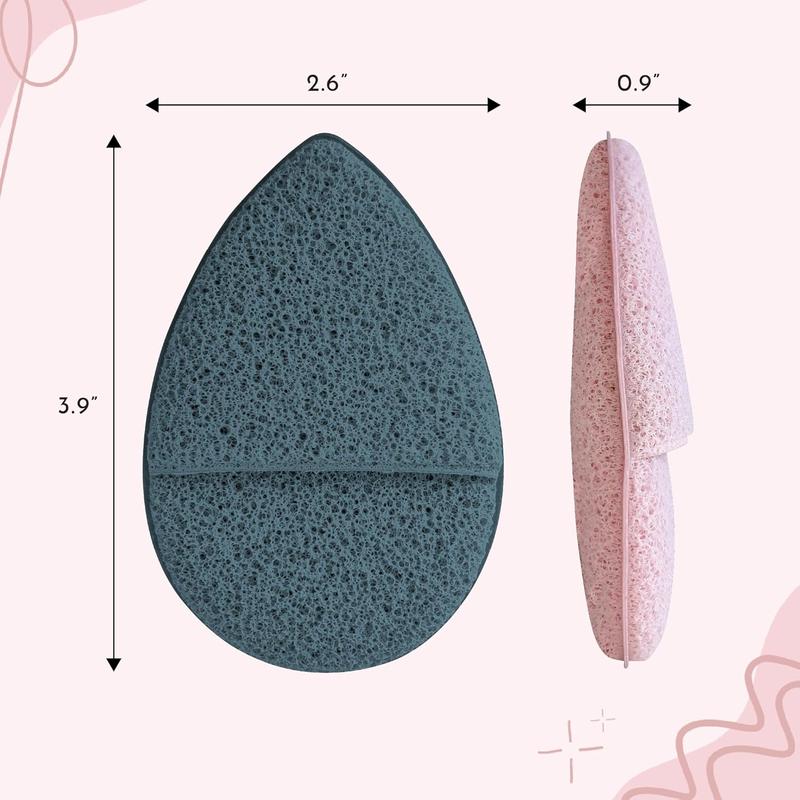 Face Scrubber Exfoliator, Facial Sponges for Face Wash, Reusable Makeup Remover Exfoliating Pads, Blue and Pink, 2.6 in.  x 3.9 in. , 2 Pack Cleansing Skincare Acne Flawless Gentle Comfort