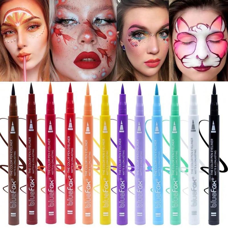 12 Pcs Colorful Eyeliner Set - Smudge-Proof, Waterproof Liquid Eyeliner | Long-Wearing Neon Makeup Eyeliner, Highly Pigmented Pencil Gift Kit for Thanksgiving & Christmas Long Lasting Lipliner Smooth Storage Cosmetic