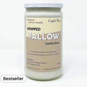 Vanilla Whipped Tallow, Vanilla Bean Whipped Grass fed Beef Tallow Moisturizer