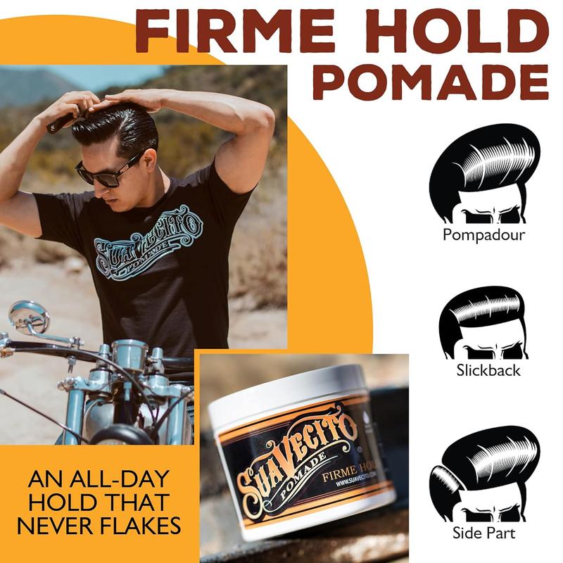 Suavecito Pomade Firme (Strong) Hold 4 oz, 1 Pack - Pomade For Men - Medium Shine Water Based Wax Like Flake Free Hair Gel - Easy To Wash Out -