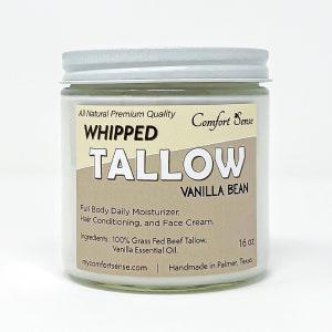 Vanilla Whipped Tallow, Vanilla Bean Whipped Grass fed Beef Tallow Moisturizer