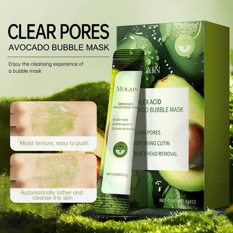 [Molain] Avocado Foaming Compress Mask, Sleep, Dehydration, Radiance, Avocado, Re-moisturizing & Firming, Exfoliating, Cleansing Face