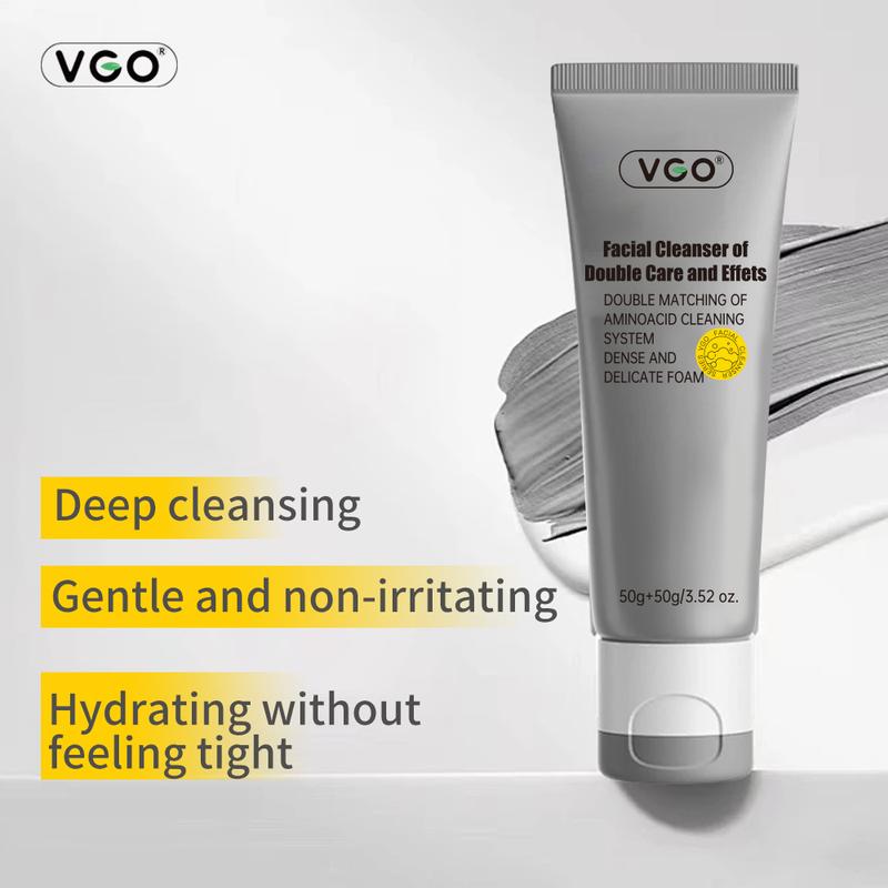 VGO Facial Cleanser, Daily Face Wash of Double Care, Cleansing and Moisturizing Set for Skin moisturize and Hydration - Moisturizer Skin Repair Skincare Repair Comfort Hydrate Moisture Hydrating Facial Wash Facial Cleansing