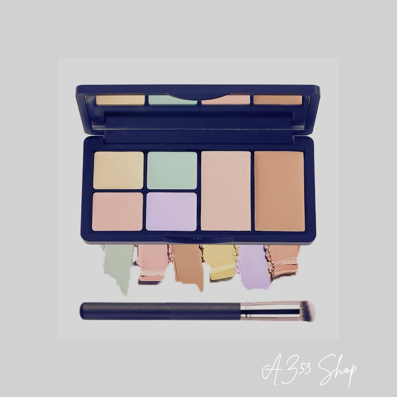 6 Colors Correcting Concealer Palette with Brush for Dark Circles, Redness, Acne, and Blemish - Cosmetic