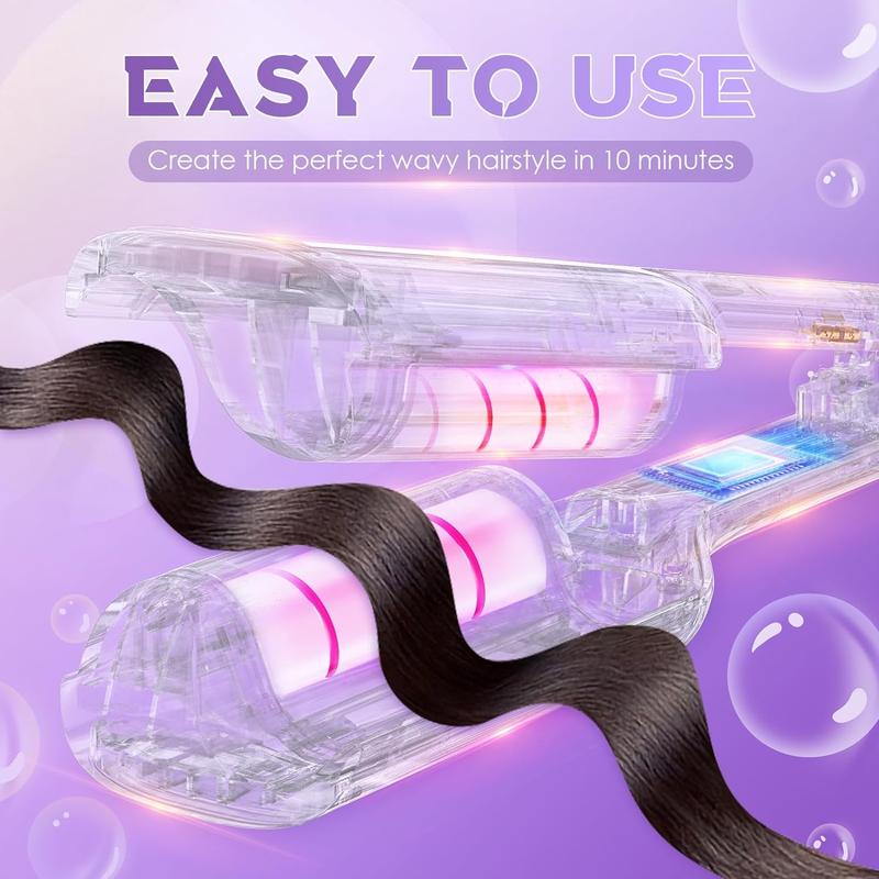 Rovy Wave Curling Iron - 2 Barrel Ionic Crimper for Women | 1.25 Inch Fast Heating Ceramic Hair Waver with 4 Temp Settings for Wide