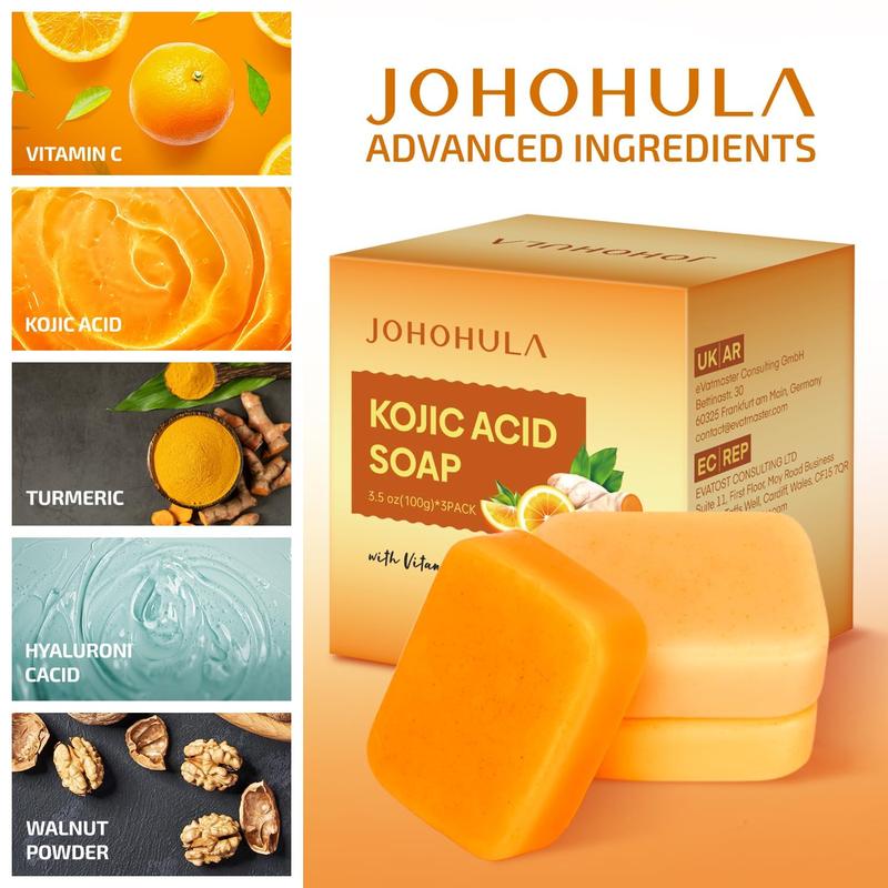 Kojic Acid Dark Spot Remover Turmeric Soap Bars with Vitamin C, Retinol, Collagen, Turmeric - 3Bars Body Care Cleansing Moisture Clear Daily