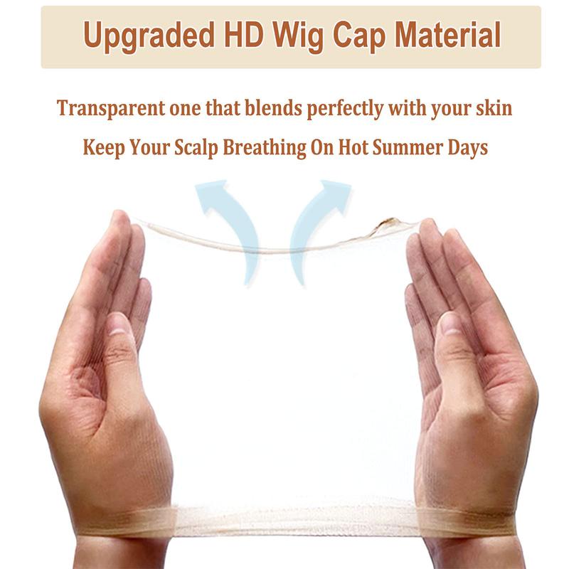 1 Bag 2 Counts Invisible and Breathable HD Wig Cap for Human Hair Synthetic Wig Installations Easy to Wear