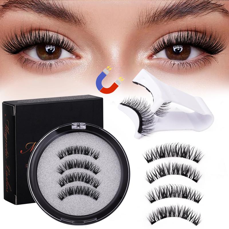 Magnetic Eyelashes without Eyeliner Reusable Dual Looking Natural No Glue 3D False Eyelashes Kit with Applicator Easy to Wear Makeup Cosmetic Halloween Waterproof