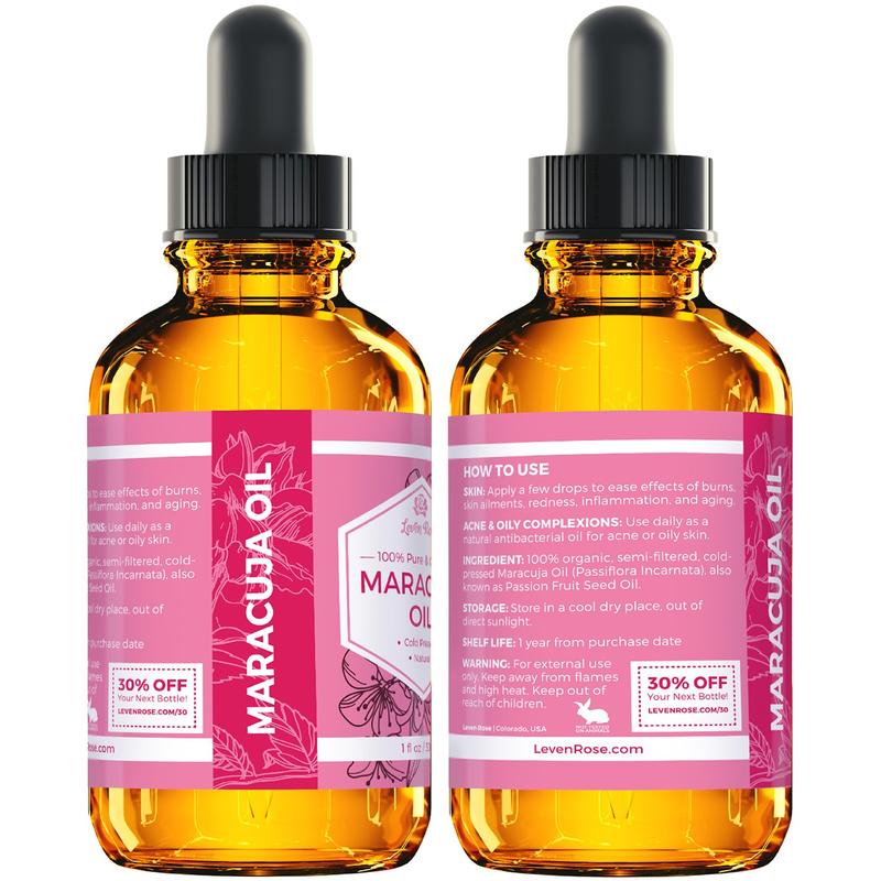 Leven Rose Maracuja Oil 1oz – 100% Natural Passion Fruit Seed Oil! Hydrate & Restore Radiant Skincare, Skin Repair, Hair & Nails with Daily Comfort