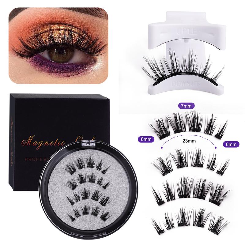 Magnetic Eyelashes without Eyeliner Reusable Dual Looking Natural No Glue 3D False Eyelashes Kit with Applicator Easy to Wear Makeup Cosmetic Halloween Waterproof