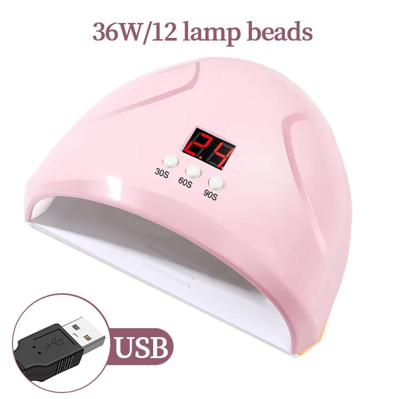 36W High-Speed LED UV Nail Lamp - Quick Drying, Auto Sensor, Timers, and USB Powered for Home Salon or Personal Nail Care - Safe, Energy Efficient, and Portable