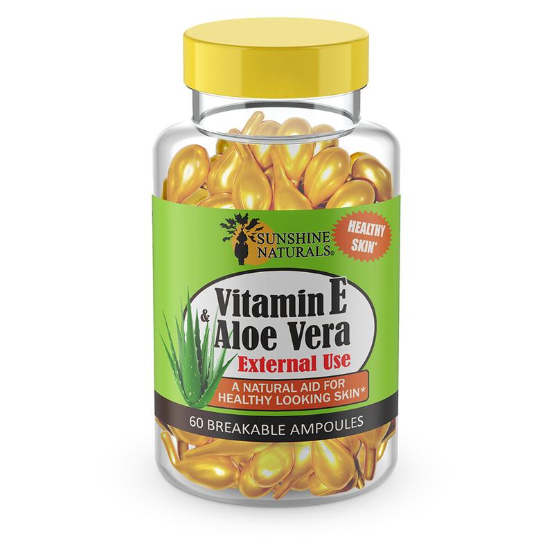 Sunshine Naturals Vitamin E and Aloe Vera Moisturizer. For Dry Skin. 60 Vials Capsule Skincare