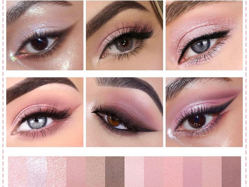 12-Color Light Pink Brown Eyeshadow Palette for Versatile Day-to-Night Looks - Makeup