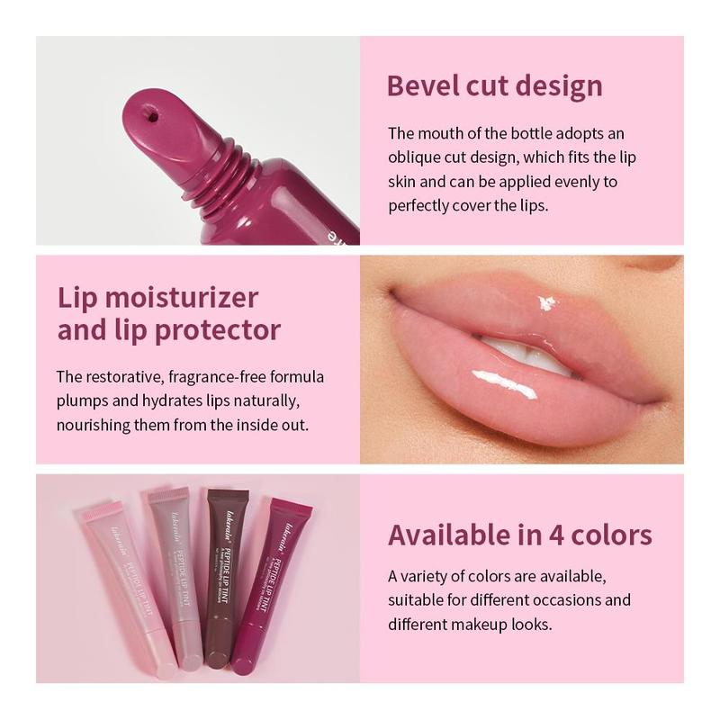 Peptide Lip Tint, 2 Counts set Hydrating and Nourishing Glossy Lip Gloss, Moisturizing Lip Gloss, Liquid Plumping Lipstick for Women Makeup