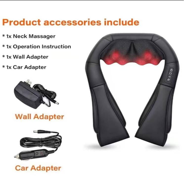 Neck Shoulder Back Massager with Heat - Shiatsu Massager Adjustable Relaxing Gift Plug-in Comfort neck black massage devices Daily Lightweight