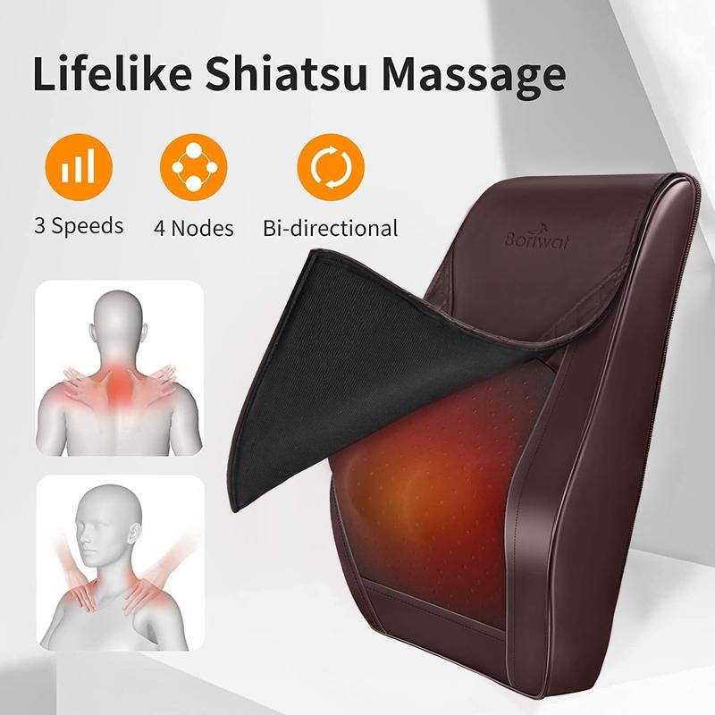 Back Massager Neck Massager with Heat, Shiatsu Massage Pillow for Pain Relief, Massagers for Neck and Back, Shoulder, Leg, Christmas Gifts for Men Women Mom Dad, Stress Relax at Home Office and Car Comfort Adjustable Daily