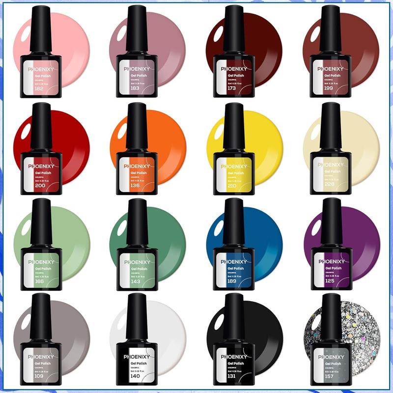 Gel nail polish kit with U V light 40 pcs Black Red White pink green Grey Brown purple blue gel nail polish set with 48W nail lamp gel nail kit gifts for women