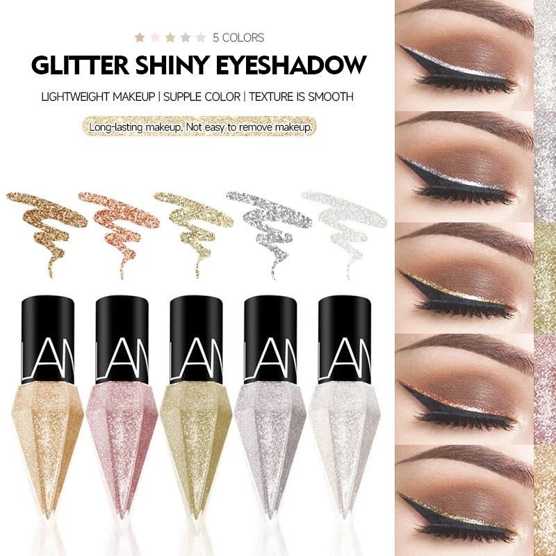 5PCS Shiny Eye Liners Pigment Silver Rose Gold Color Liquid Glitter eyeshadow Professional Eyeliner Beauty Cosmetics Makeup for Women Lipliner Evening Shimmer