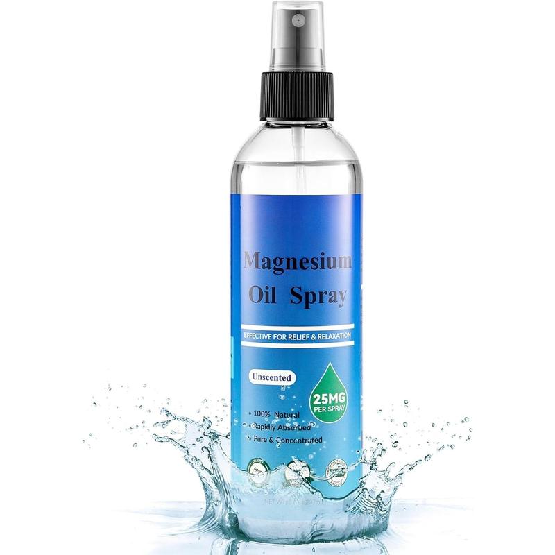 Pure Magnesium Oil Spray,8 fl oz,Less Itchy, Topical Magnesium Oil for , Magnesium Chloride from Ancient Zechstein Seabed, Without Scented