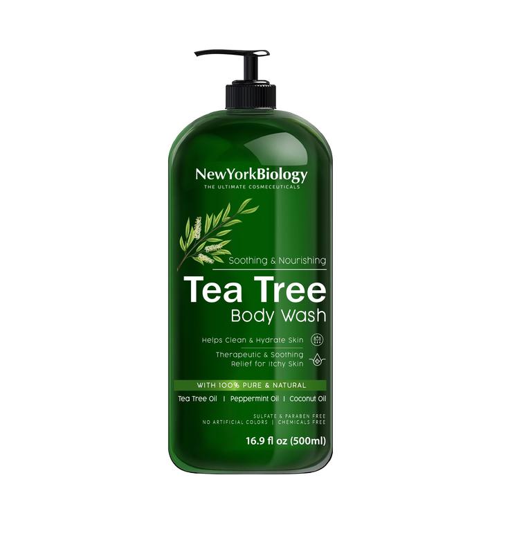 New York Biology Tea Tree Body Wash for Men and Women - Moisturizing Body Wash Helps Soothe Itchy Skin, Jock Itch, Athletes Foot, Nail Fungus, Eczema, Body Odor and Ringworm - 16.9 Fl Oz