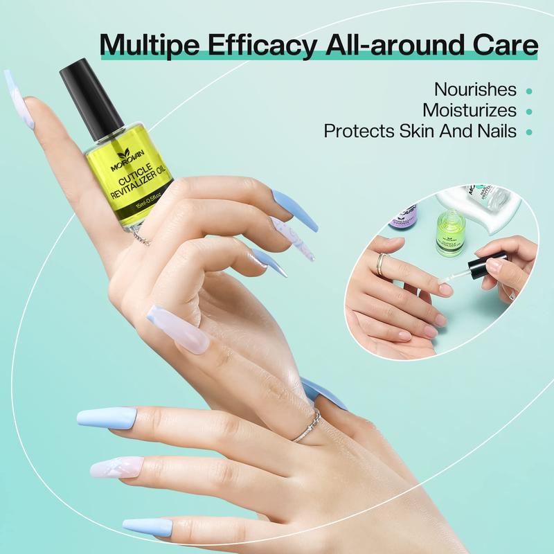 MOROVAN Nail Dehydrator and Nail Primer with Cuticle Oil Set - Professional Nail Prep Dehydrator and Primer Set Long Lasting X-Strength Acid-Free Nail Primer for Acrylic Nails ＆ Gel Nails for Beginner