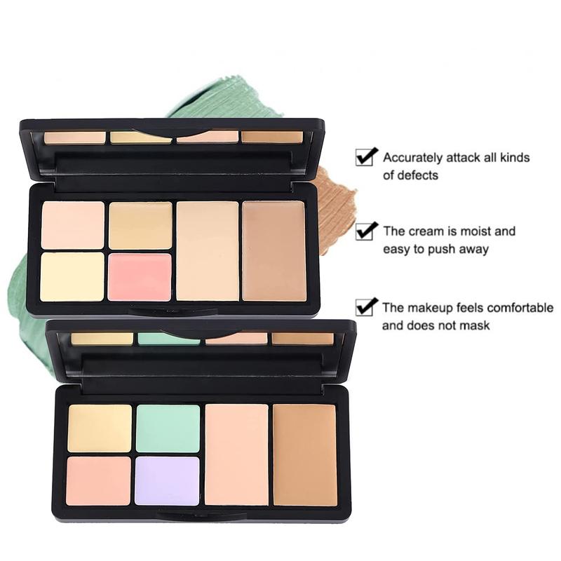 6 Colors Correcting Concealer Palette with Brush for Dark Circles, Redness, Acne, and Blemish - Cosmetic