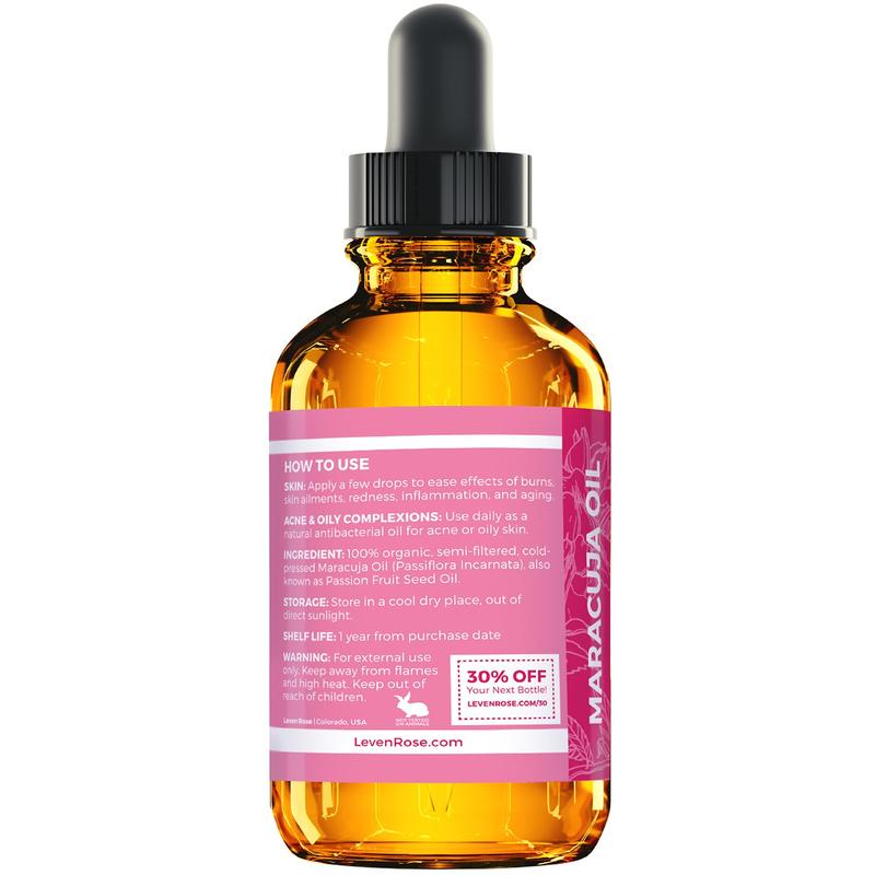 Leven Rose Maracuja Oil 1oz – 100% Natural Passion Fruit Seed Oil! Hydrate & Restore Radiant Skincare, Skin Repair, Hair & Nails with Daily Comfort