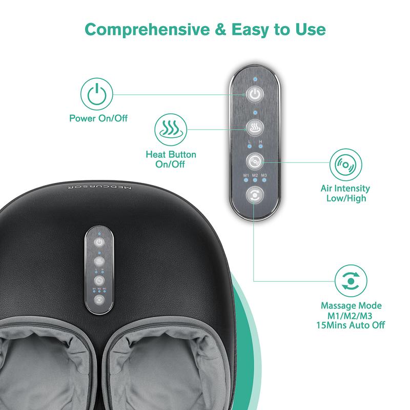 Foot Massager with Heat, Deep Kneading Massage Machine, Delivers Relief for Tired Muscles and Plantar Relaxing Comfort