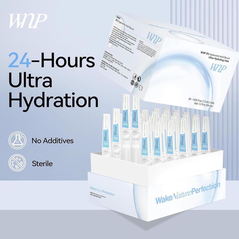 WNP 3% Hyaluronic Acid Serum Ultra-Hydrating Vials, Hyaluronic Acid Tubes, Ultra Hyaluronic Acid Tubes 30pcs Box, Glass Skin Ultra-Hydrating Serum