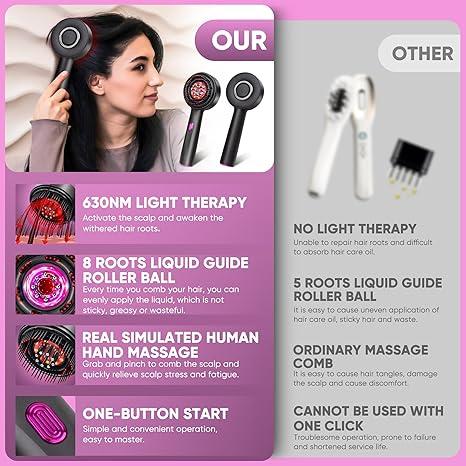 Upgraded 2 in 1 Hair Oil Applicator, Electric Hair Brush, Hair Oil Applicator Scalp Massager, IPX7 Waterproof Hair Oil Dispenser