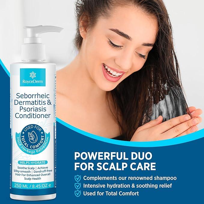 Roycederm Seborrheic Dermatitis Psoriasis Conditioner: Scalp Treatment for Folliculitis Psoriasis Dry Itchy Scalp Oily Hair - Dandruff Conditioner for Healthy Hair