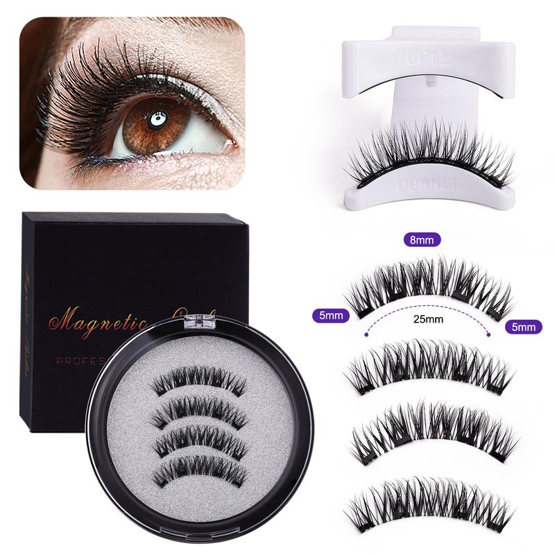 Magnetic Eyelashes without Eyeliner Reusable Dual Looking Natural No Glue 3D False Eyelashes Kit with Applicator Easy to Wear Makeup Cosmetic Halloween Waterproof