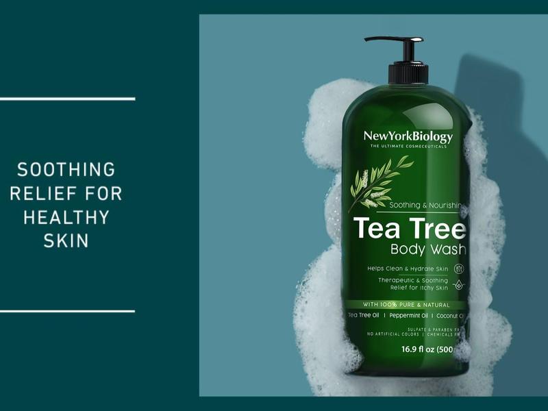 New York Biology Tea Tree Body Wash for Men and Women - Moisturizing Body Wash Helps Soothe Itchy Skin, Jock Itch, Athletes Foot, Nail Fungus, Eczema, Body Odor and Ringworm - 16.9 Fl Oz