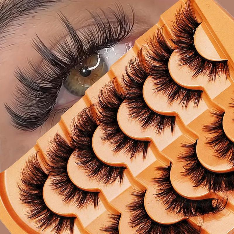 3D Fluffy False Eyelashes, 7 Pairs Wispy Soft Cluster Lashes, Natural Curling Eye Makeup Strip Lashes, Full Volume Eyelash for Lashes Extensions