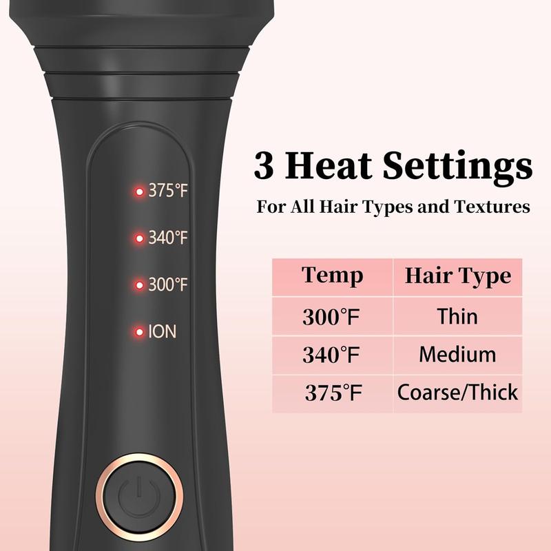 3 in 1 Thermal Brush Set Heated Round Brush, Create Loose Volume Curls With Digital Display 3 Heat Settings Ceramic Tourmaline Ionic Hair Curling Wand Dual  1.25Inch & 1.5Inch & 1.77Inch