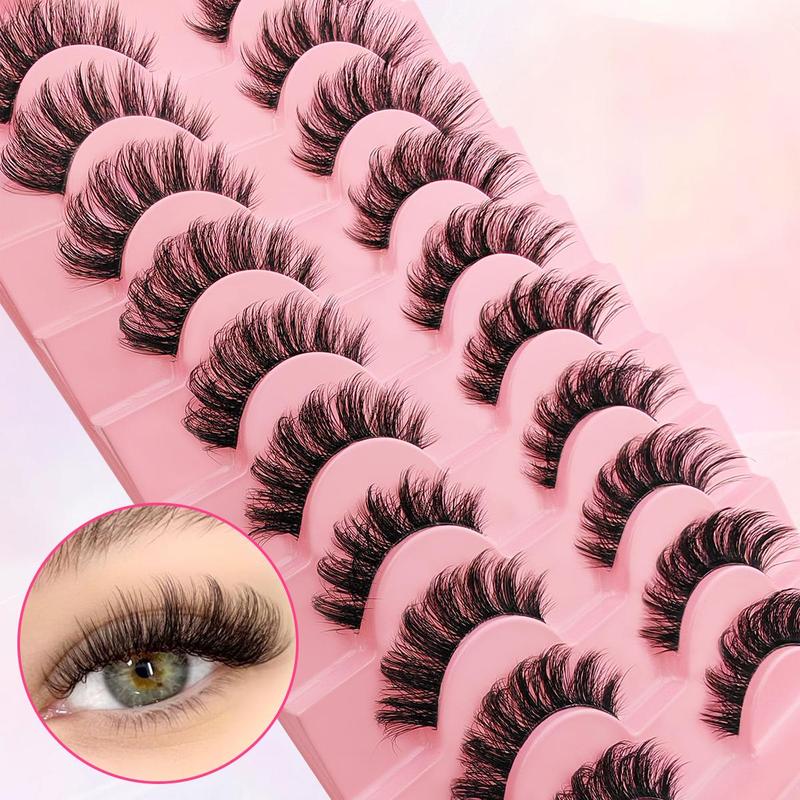 Natural Look Eyelash Extensions, 10 Pairs tray 15mm Self Grafting Curl Strip Eyelashes, Eye Makeup Enhancement False Eyelashes for Women & Girls, Lashes Extension Kit