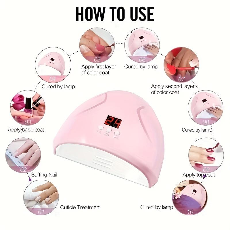 36W High-Speed LED UV Nail Lamp - Quick Drying, Auto Sensor, Timers, and USB Powered for Home Salon or Personal Nail Care - Safe, Energy Efficient, and Portable