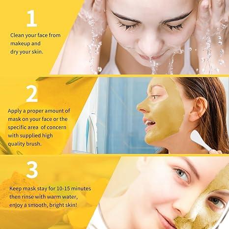 Hicream Turmeric Vitamin C Clay Mask - Deep Cleansing Facial Mask, Clay Face Mask Skin Care with Kaolin Clay and Aloe for Pores, Acne, Hydrating