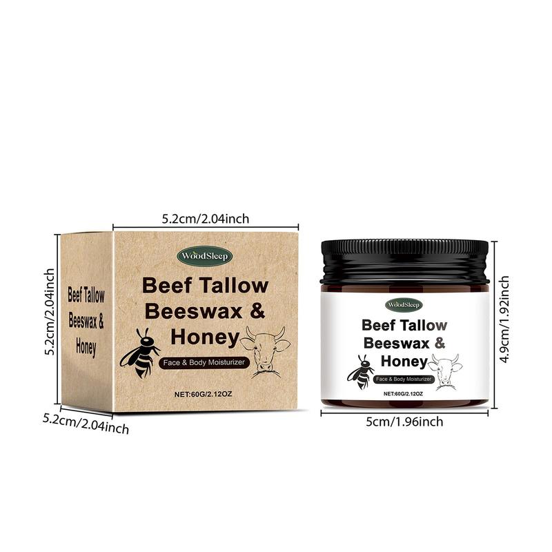 Beef Tallow Beeswax & Honey Moisturizer, Gentle Nourishing Body & Face Moisturizer, Hydrating Skin Care Cream for Women & Men