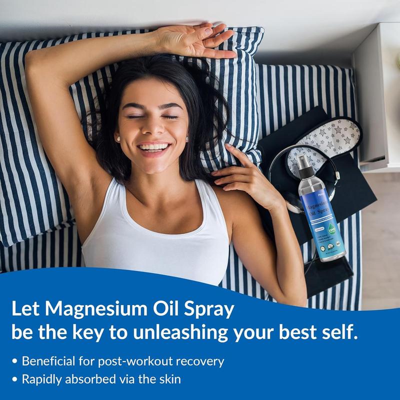 Pure Magnesium Oil Spray,8 fl oz,Less Itchy, Topical Magnesium Oil for , Magnesium Chloride from Ancient Zechstein Seabed, Without Scented