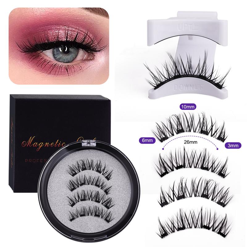 Magnetic Eyelashes without Eyeliner Reusable Dual Looking Natural No Glue 3D False Eyelashes Kit with Applicator Easy to Wear Makeup Cosmetic Halloween Waterproof